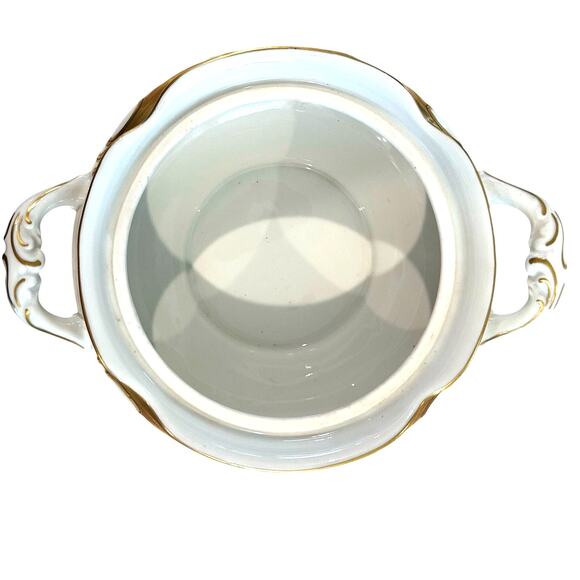 Walbrzych Poland Serving Dish w/Lid White Heavy Gold Scrolls-Rare-Excellent ! - Picture 7 of 12